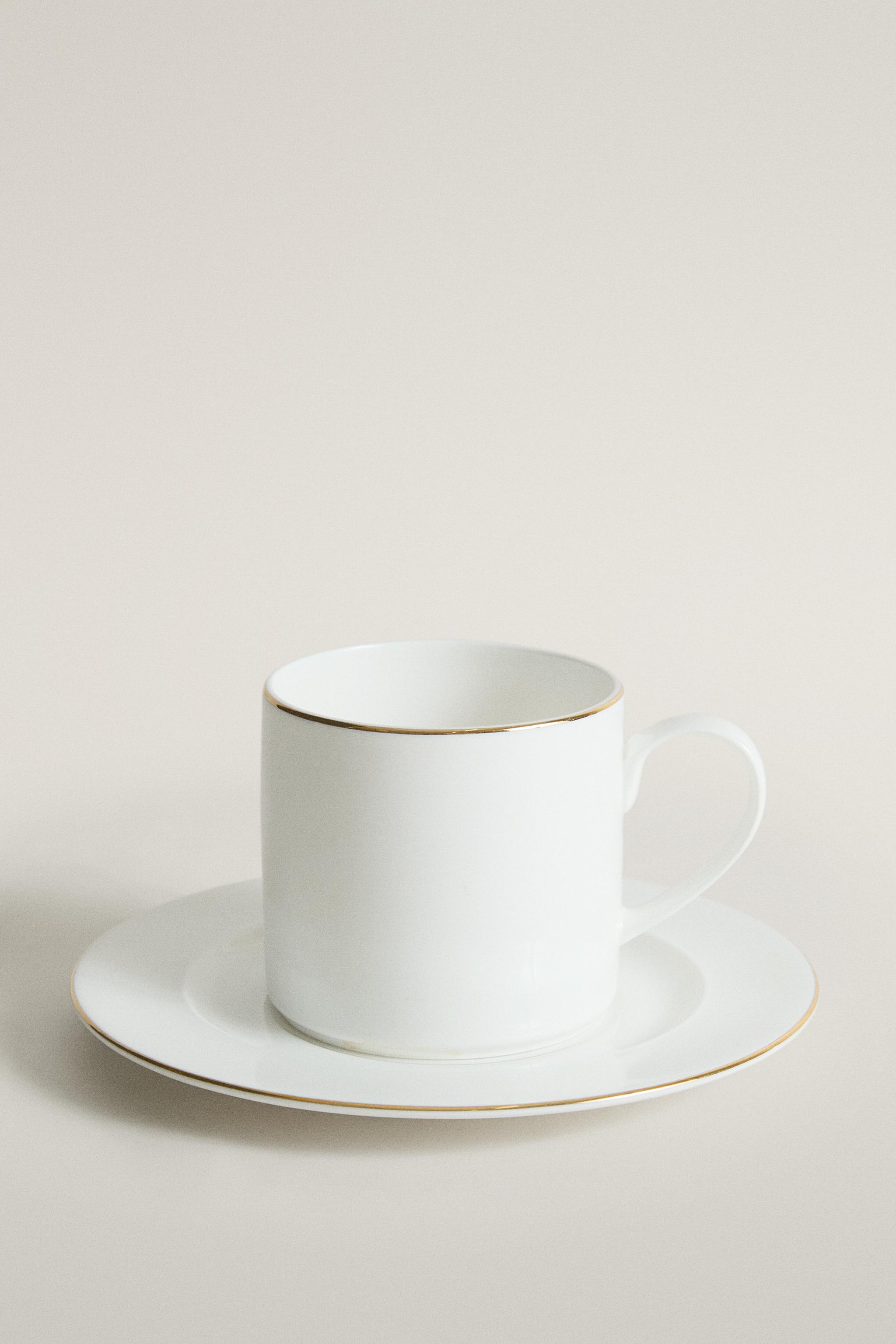 TASSE À THÉ AVEC SOUCOUPE PORCELAINE BONE CHINA BORD